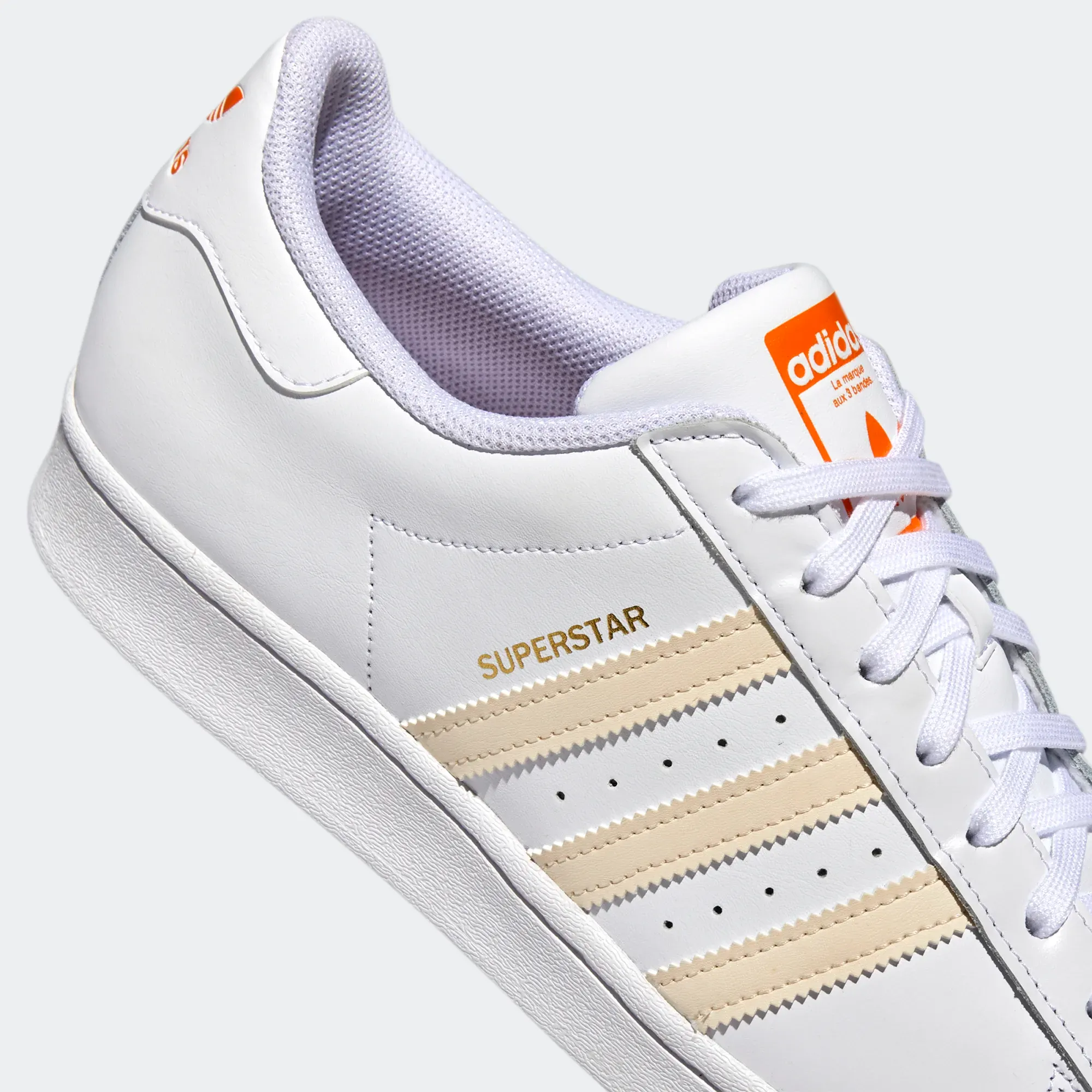 Adidas Men's Superstar Shoes - Cloud White / Ecru Tint / Orange Rush