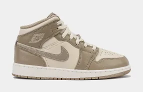 Air Jordan 1 Mid Grade School Lifestyle Shoes (Legend Brown/Khaki Brown)