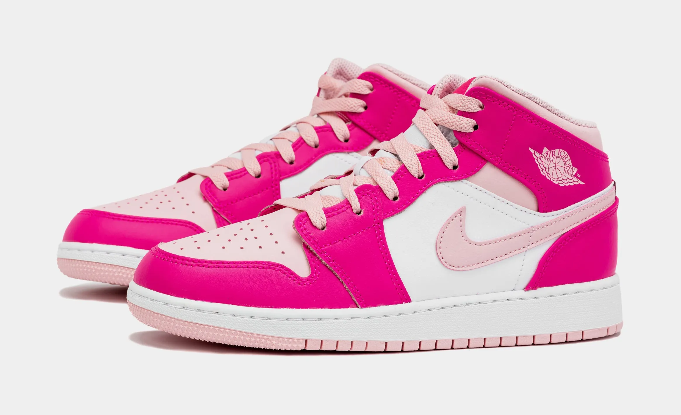 Air Jordan 1 Retro Mid Medium Soft Pink Grade School Lifestyle Shoes (Pink)