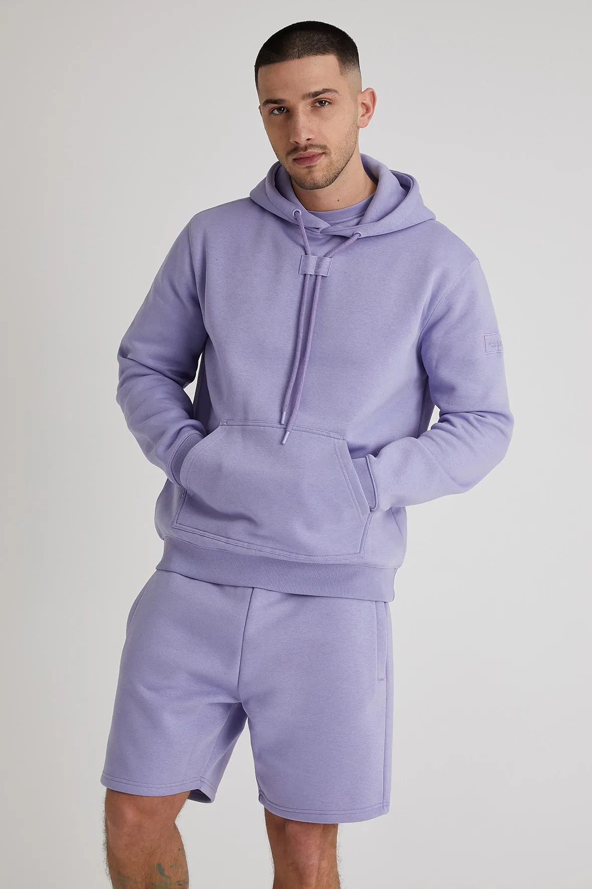 Aldo premium brushback fleece hoodie in Amethyst