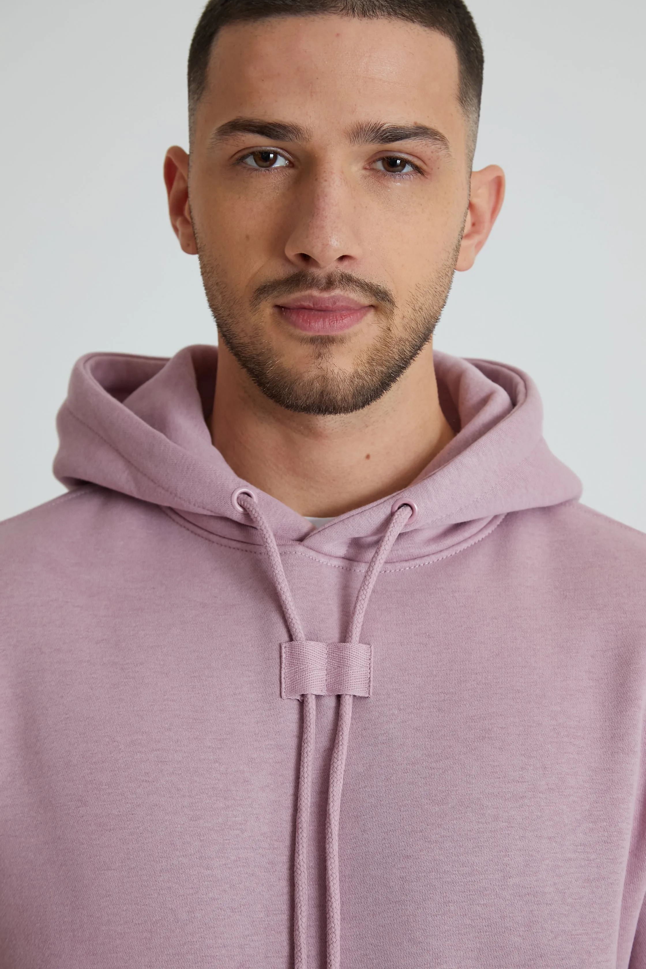 Aldo premium brushback fleece hoodie in Mauve haze