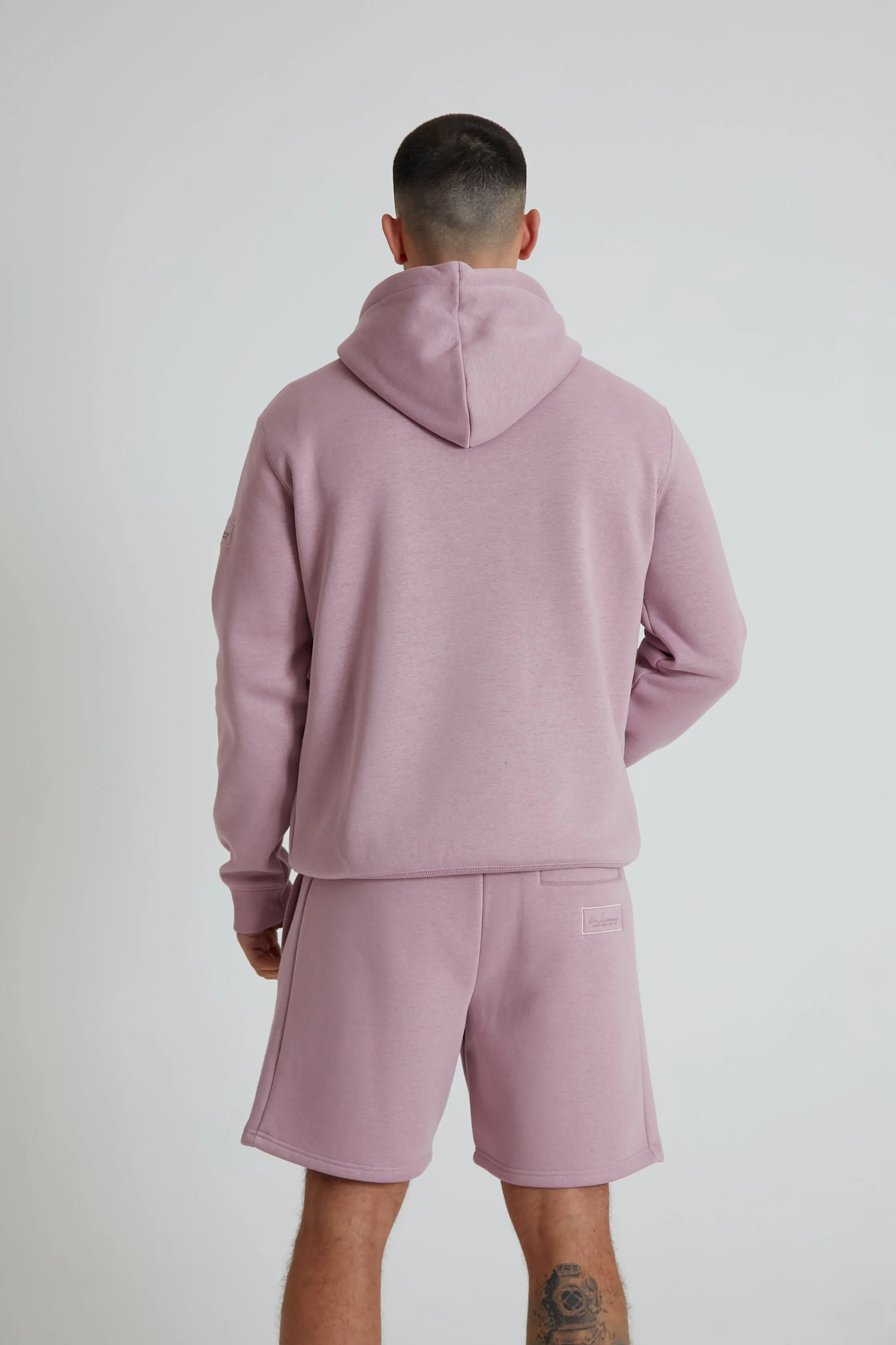 Aldo premium brushback fleece hoodie in Mauve haze