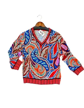 Alice V Neck Printed Top in red/blue by Aldo Martins