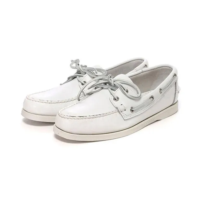 AshoreShop White Boating Style Leather Yachtsman Shoes