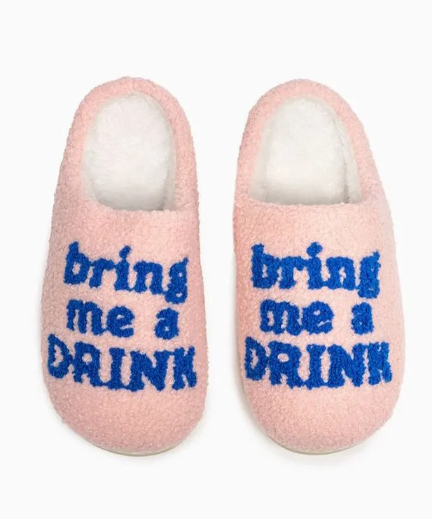 Bring Me A Drink Slippers - Light Pink/Blue