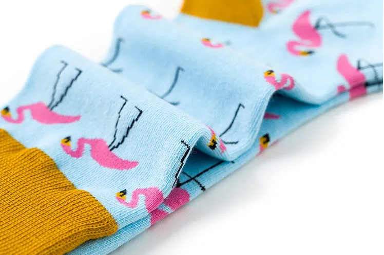 Crew Socks | Funky Socks - Flamingo (Aqua)