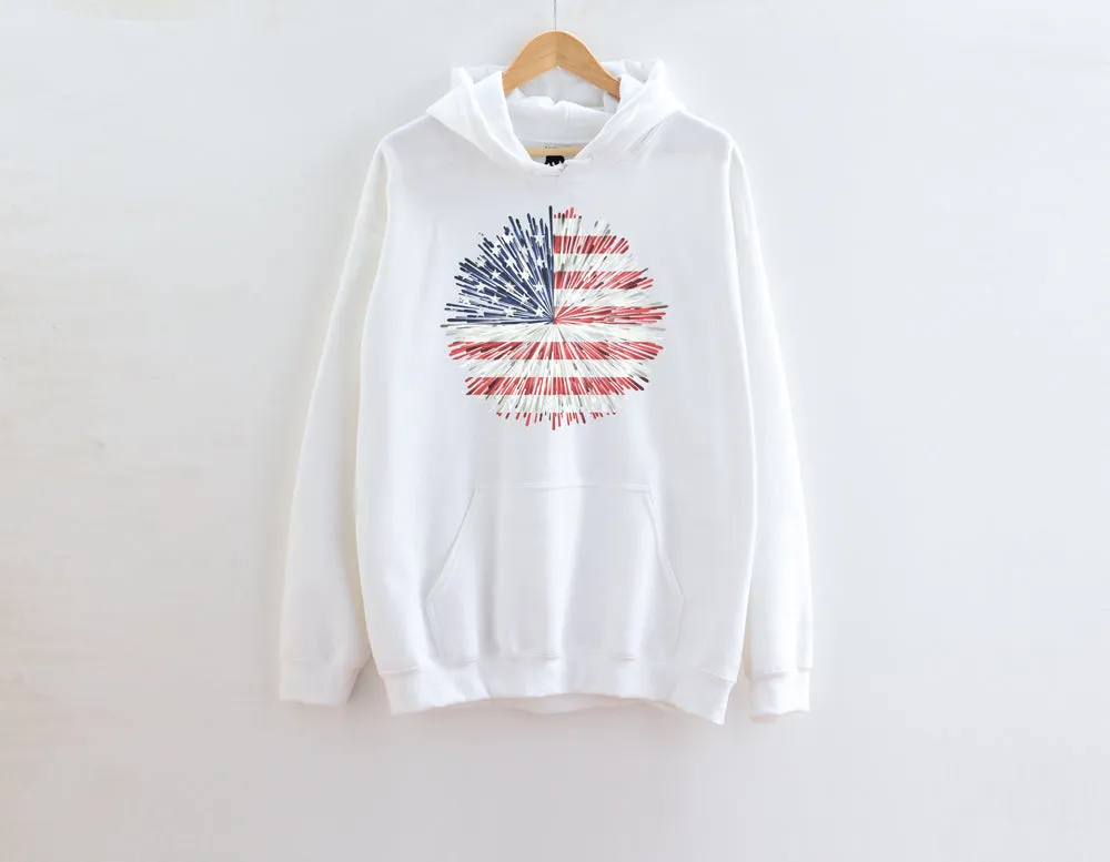 Fireworks American Flag Adult Hoodies