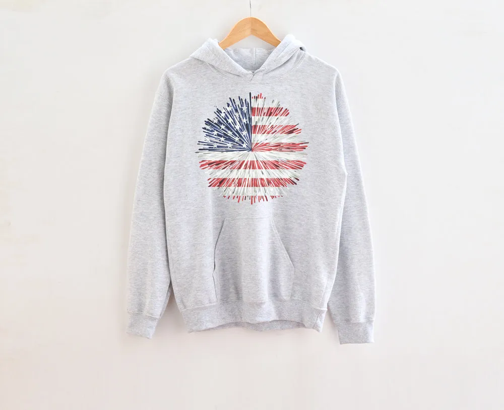 Fireworks American Flag Adult Hoodies