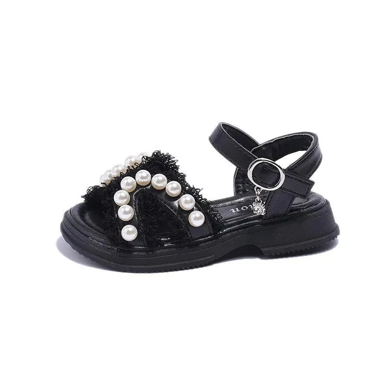 French Sandals for Toddler Girls: Casual Shoes Adorned with Pearls - G05173