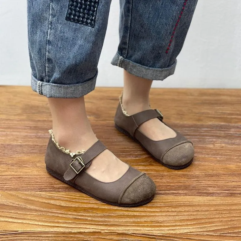 GR300 Comfortable Flat Leather Women's Casual Shoes: Pumps