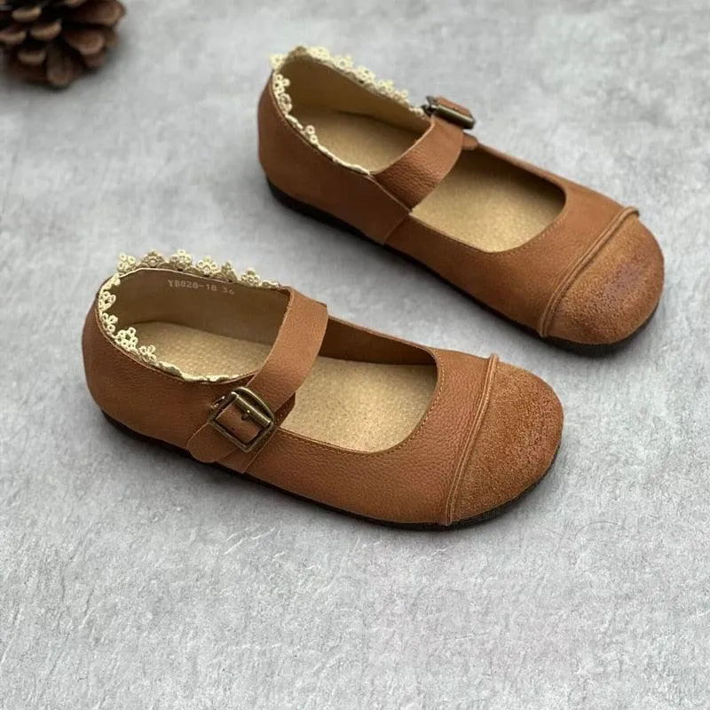 GR300 Comfortable Flat Leather Women's Casual Shoes: Pumps