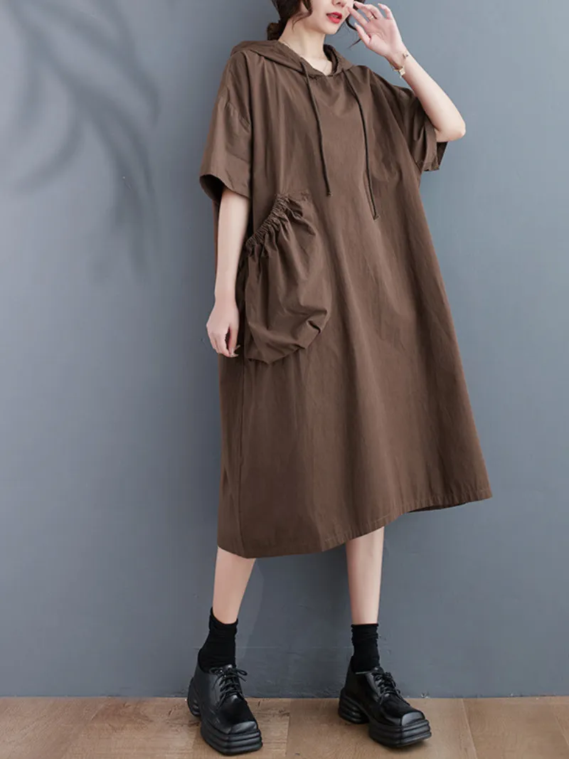 Just My Type Women's Cotton Midi Length Hoodie Dress