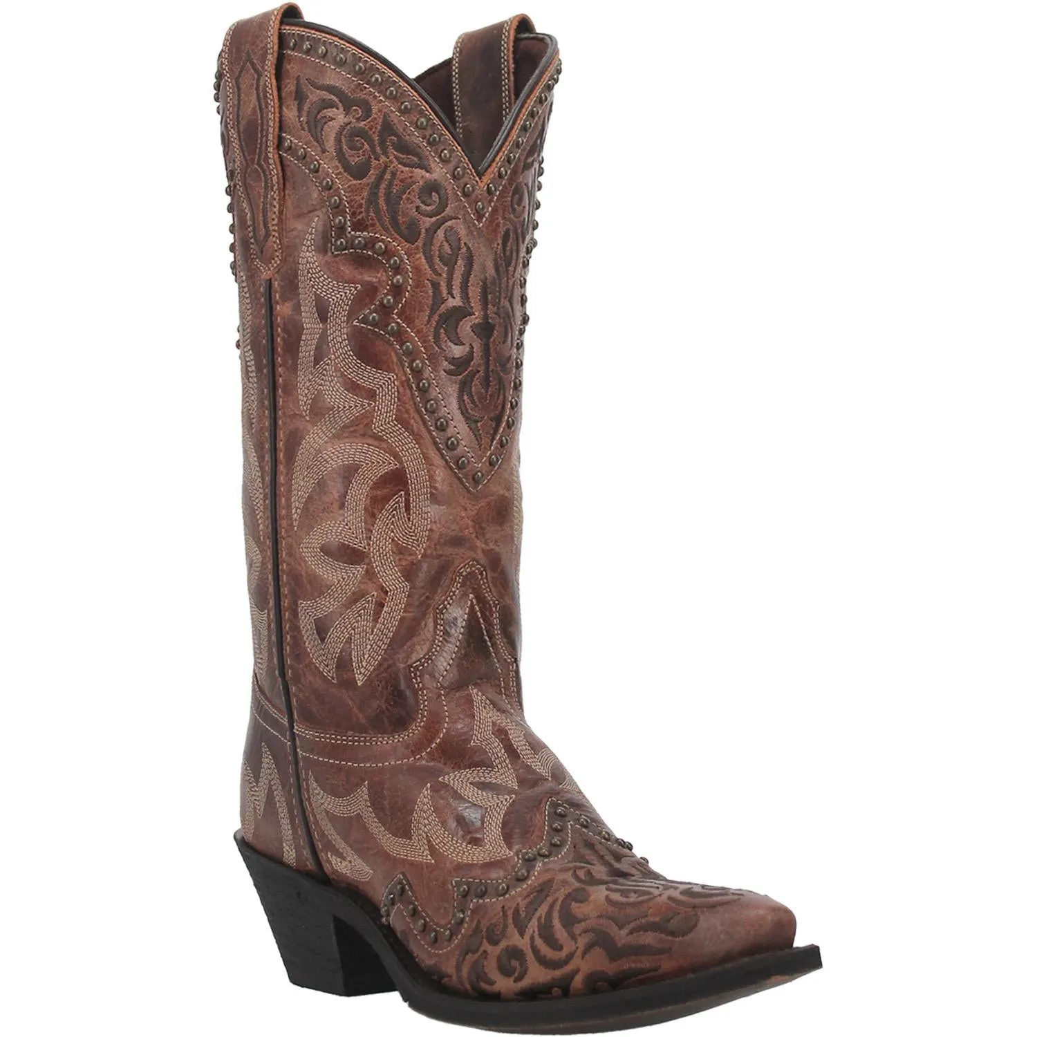 Laredo Women's Studded Leather Western Performance Boots - Brown