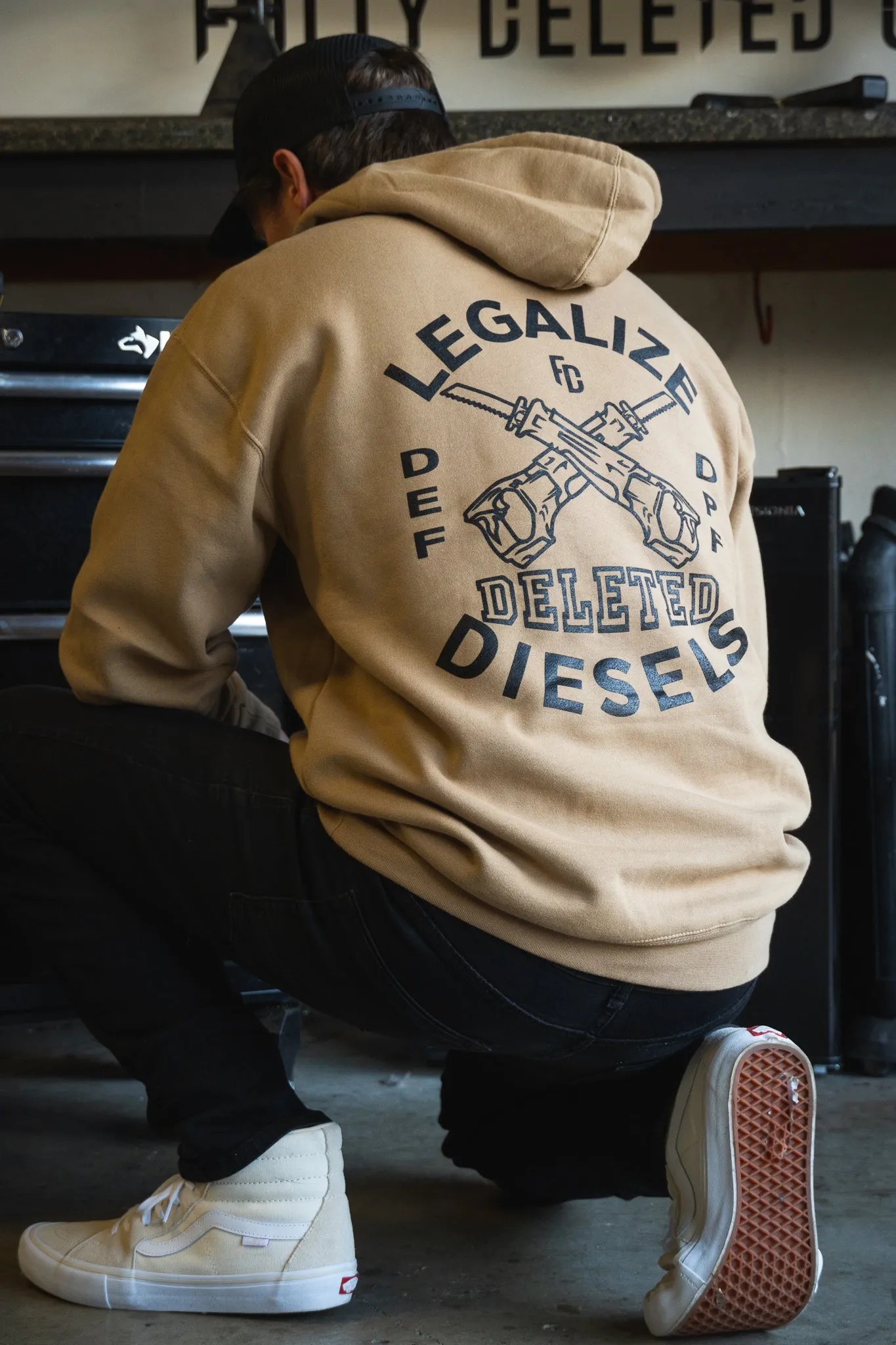 Legalize Deleted Diesels: Tan Hoodie for Diesel Enthusiasts