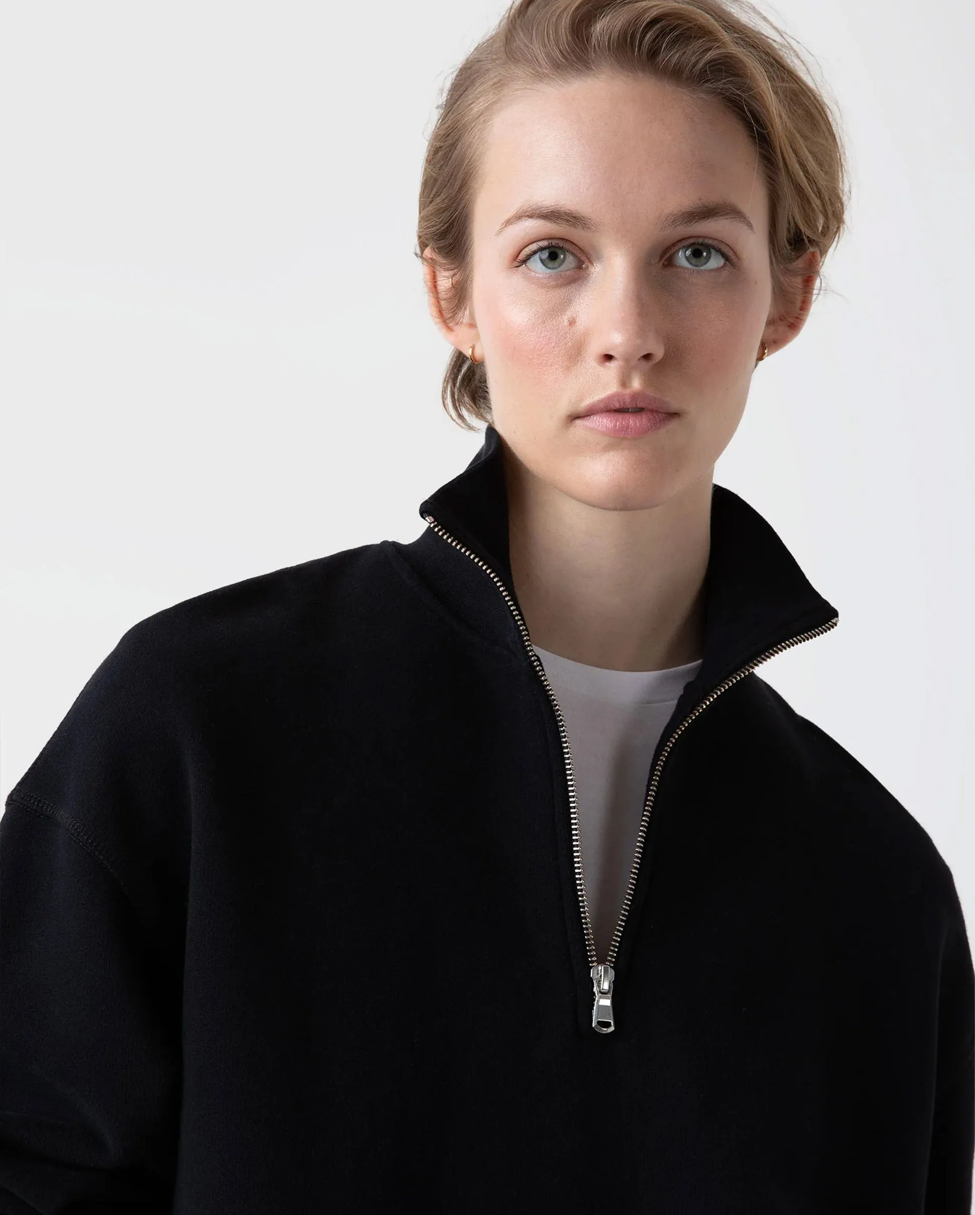 LOOPBACK HALF ZIP SWEATSHIRT / BLACK