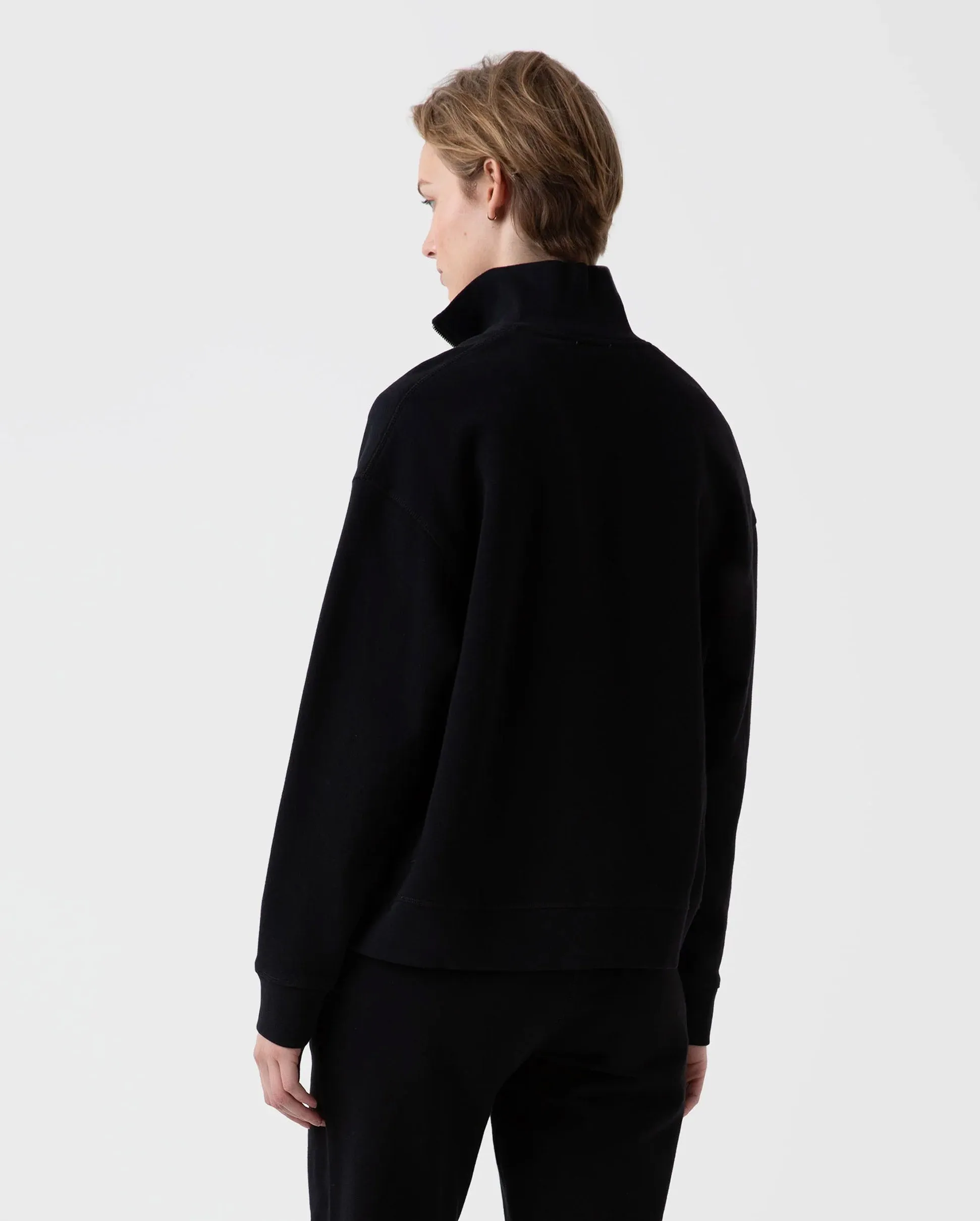 LOOPBACK HALF ZIP SWEATSHIRT / BLACK