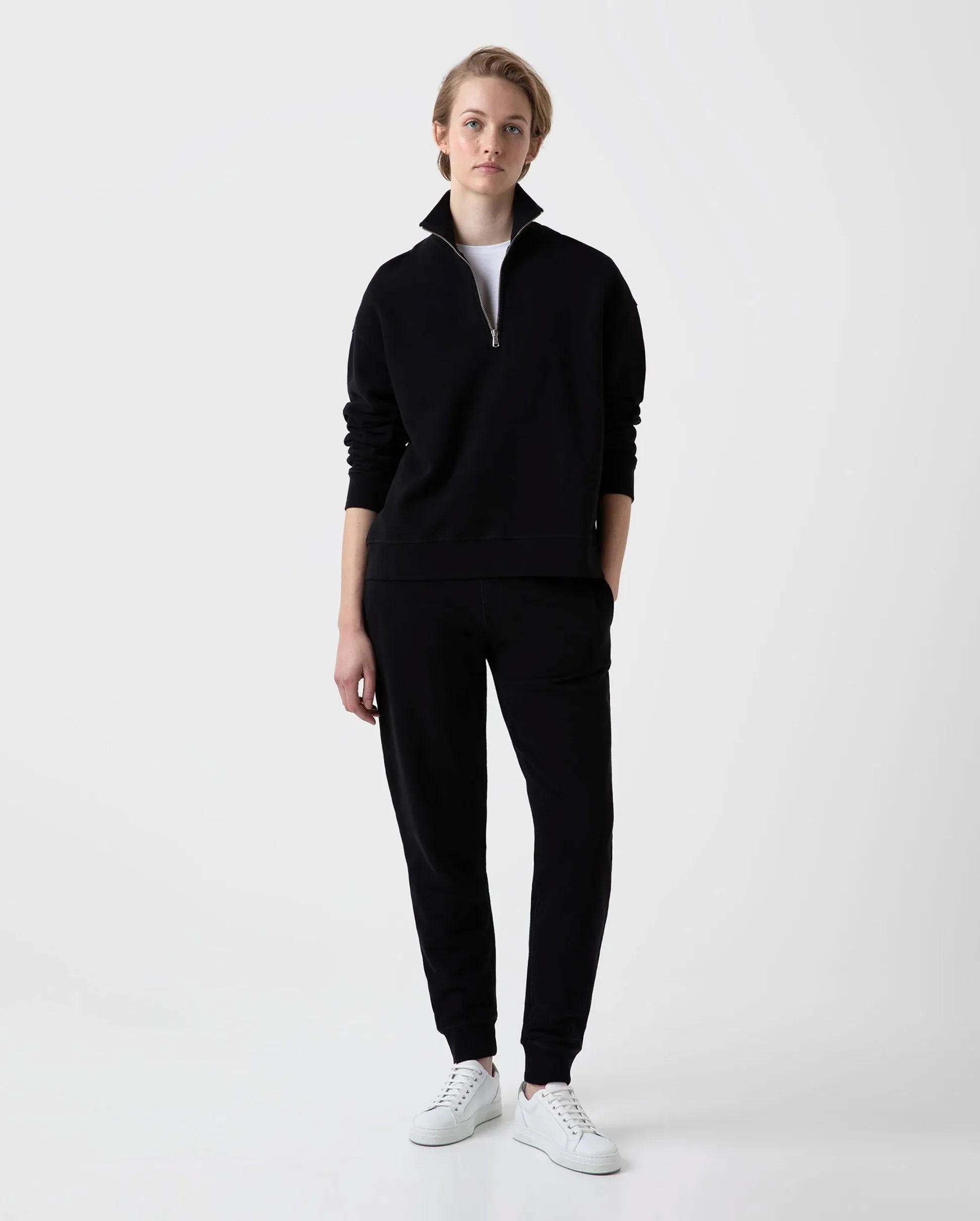 LOOPBACK HALF ZIP SWEATSHIRT / BLACK