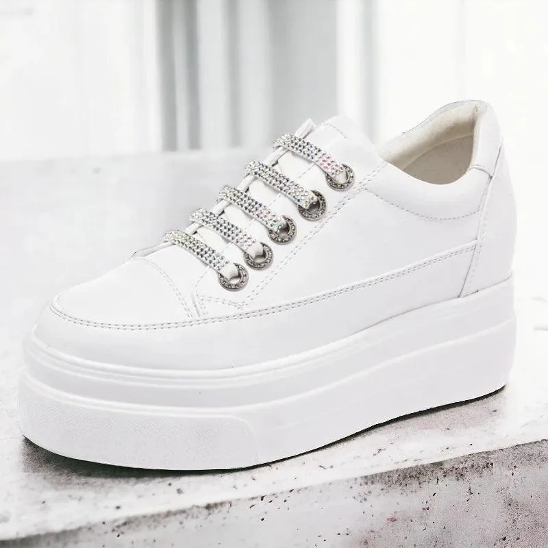 P21 Women's Casual Shoes - Leather Vulcanized Platform Sneakers