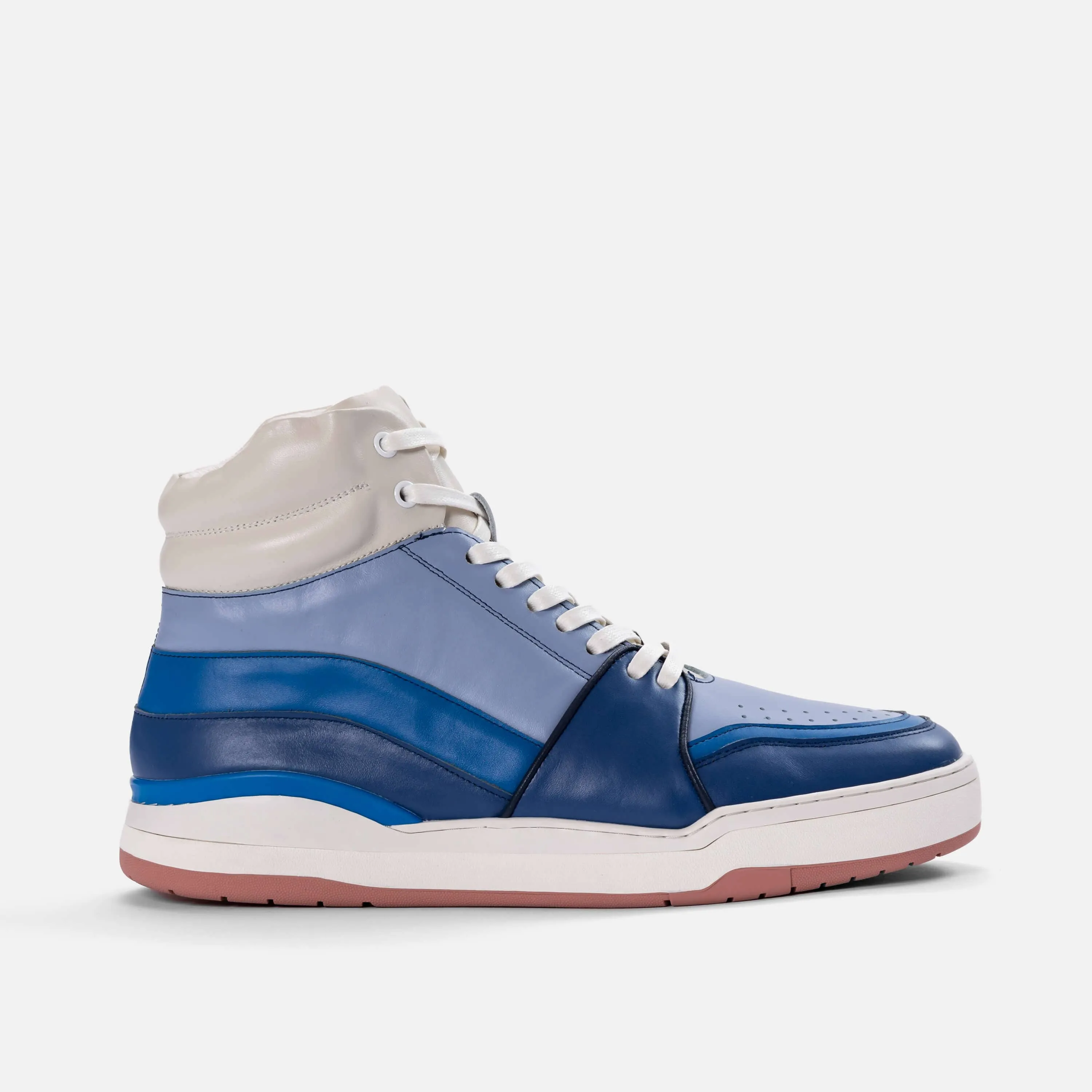 Poseidon Blue Tides Leather High Top Sneakers