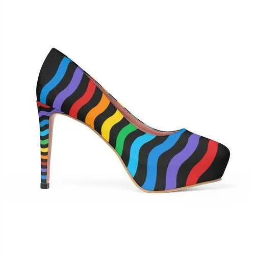 Rainbow Black Style Platform Shoes