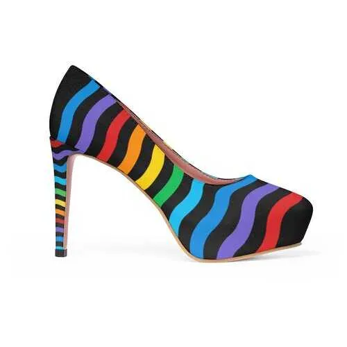 Rainbow Black Style Platform Shoes