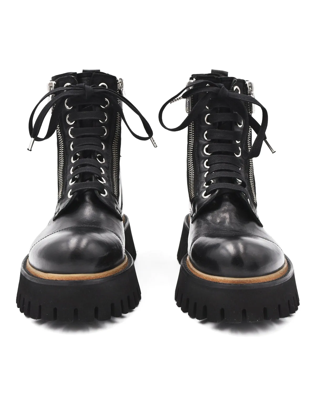 Rocco P Chunky Double Zip Combat Boot