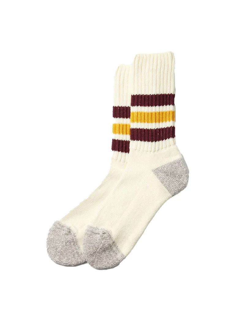 Rototo Coarse Ribbed Old School Bordeaux / Yellow