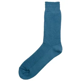 RoToTo - Cotton Waffle Crew Socks - Light Blue