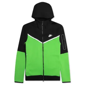 Sportswear Tech Fleece Full Zip Up Hoodie - Black/Mean Green