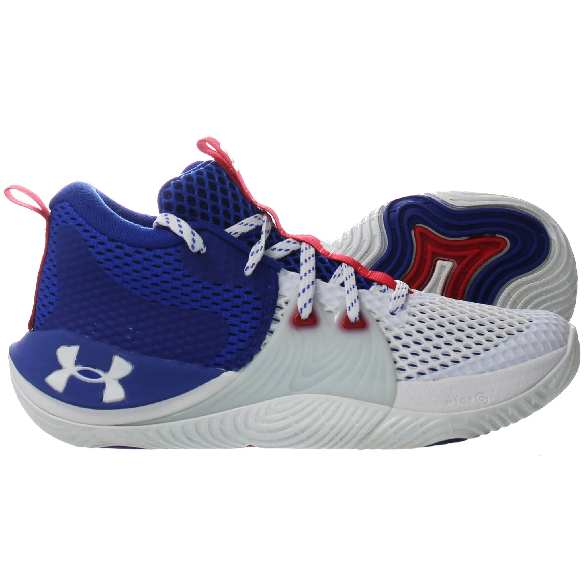 Under Armour GS Embiid 1 Kids White/Blue Basketball Trainers