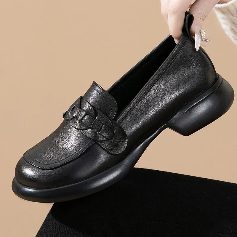 Women's Casual Shoes - British Style Leather Loafers (FC1201)