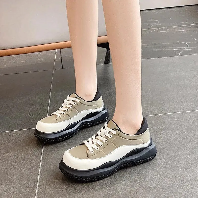 Y107 Women's Casual Shoes - Leather Platform Sneakers